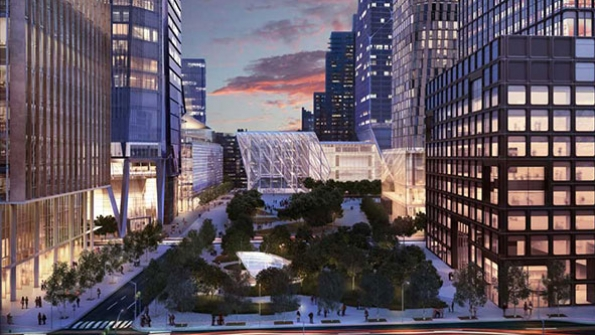 The development of Hudson Yards will create more than 23000 construction jobs to build more than 17 million square feet of commercial and residential space more than 100 shops a collection of restaurants approximately 5000 residences and a 175room luxury hotel along with acres of public space