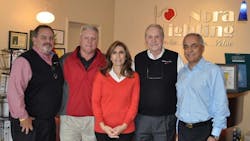 Nora Lighting team says goodbye to Rick Satterfield and Doug Boughton two retiring sales staff members Left to right Chris Johnston Nora national sales manager commercial division Rick Satterfield former Nora southeast regional sales manager Jilla Farzan Nora executive vice president Doug Boughton former Nora national accounts sales manager and Fred Farzan Nora president Nora Lighting team says goodbye to Rick Satterfield and Doug Boughton two retiring sales staff members Left to right Chris Johnston Nora national sales manager commercial division Rick Satterfield former Nora southeast regional sales manager Jilla Farzan Nora executive vice president Doug Boughton former Nora national accounts sales manager and Fred Farzan Nora president