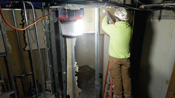 To market its enhanced line of LED work lights Milwaukee Tool took quite a bit of floor space in a threestory former hardware store in downtown Milwaukee that was the site of the New Product Symposium and transformed it into a dark and dingy industrial jobsite complete with smoke for effect