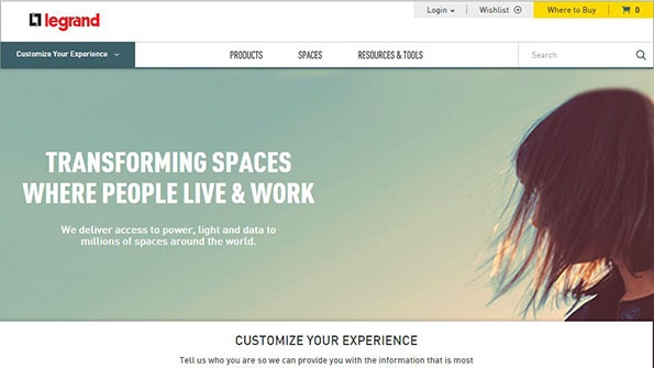 Still from Legrand39s new website shows its clean design
