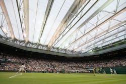 Wimbledon action under retractable roof Wimbledon action under retractable roof