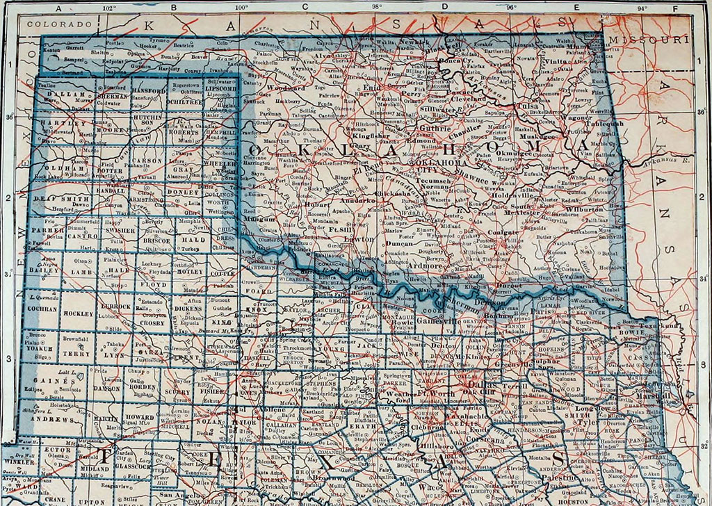 Oklahoma and northern Texas, Colliers map, 1921