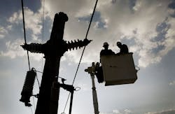 Linemen at work Linemen at work