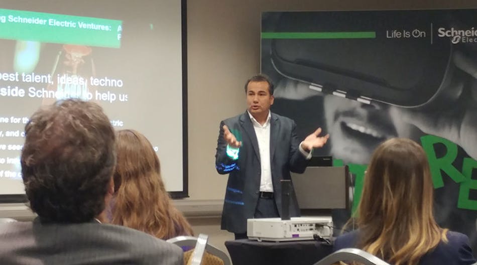 Heriberto Diarte, Schneider Electric&rsquo;s Head of Open Innovation and Ventures, addressing media at the Innovation Summit, Nov. 13, 2018.