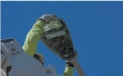 GE Current streetlights being installed (video still) GE Current streetlights being installed (video still)