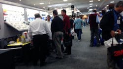 Exhibitors said Philadelphia area electrical distributors and the Philadelphia Electric Association brought in 19 busloads of electrical contractors and other end users to the show Exhibitors said Philadelphia area electrical distributors and the Philadelphia Electric Association brought in 19 busloads of electrical contractors and other end users to the show