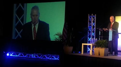 Electrical Wholesaling&apos;s Chief Editor Jim Lucy presented the awards to Adams and Starkman at last week&rsquo;s annual conference of the National Electrical Manufacturers Representatives Association (NEMRA) in Atlanta.