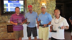 Pictured is the winning foursome (L-R) Daniel Stone-ASA, Dick Stone-ASA, Mickey Majchzak-American Lighting, and Rick Stocking-First Electric.