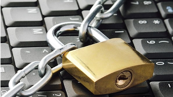 Image of padlocked computer keyboard