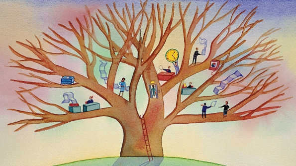 Illustration of tree with branches supporting various business functions