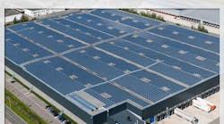 This is a rooftop solar installation at a Prologis distribution center in Antwerp, Belgium. The company has 78MW of solar projects in six countries.