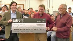 Roy Smith center of the Alpena College Utility Technology Program in Alpena Mich was selected as Klein Tools39 Head of the Class instructor of the year accepting the award from Tom Barton right and Len Swiatek of Klein Tools Roy Smith center of the Alpena College Utility Technology Program in Alpena Mich was selected as Klein Tools39 Head of the Class instructor of the year accepting the award from Tom Barton right and Len Swiatek of Klein Tools