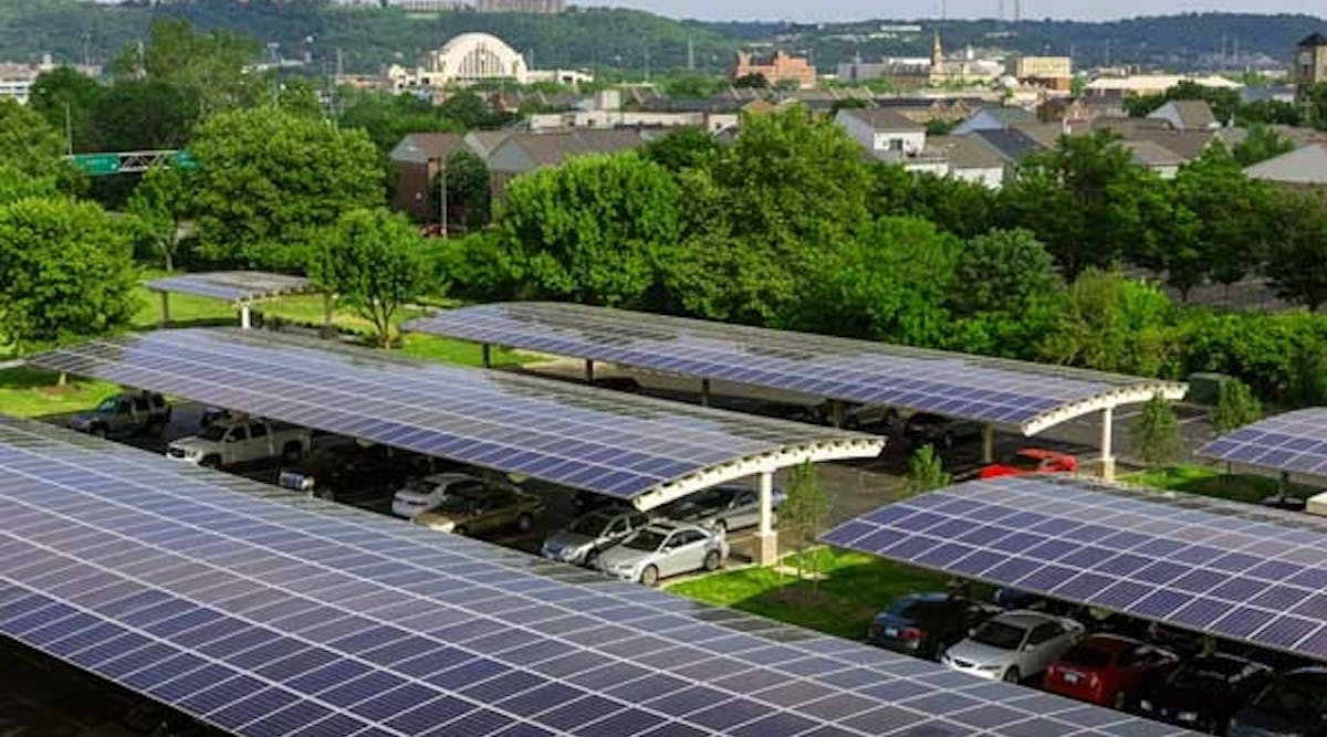 SolarWorld installed a 380kW solar electric canopy system in downtown Cincinnati.