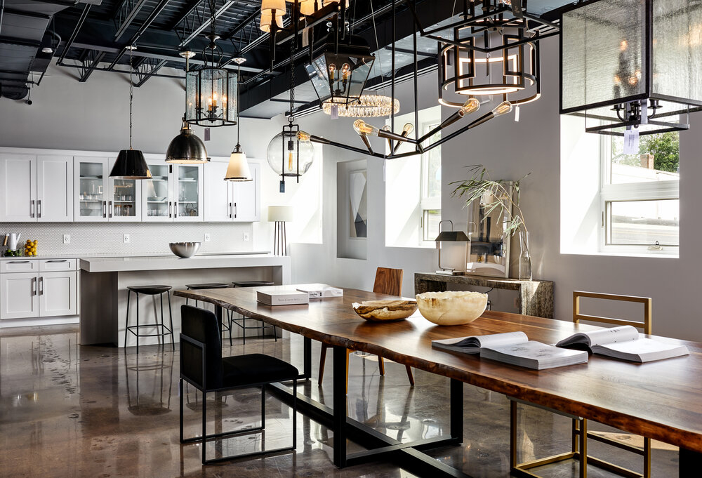 Dominion Lighting&rsquo;s new showroom was designed with ample space where designers and residential customers can browse product catalogs, lay out color schemes, blueprints and other design material.