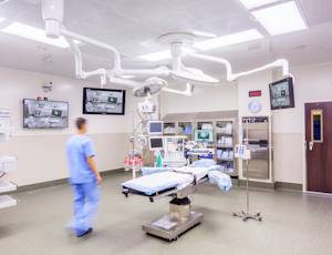 Indigo-Clean LED luminaires create a white light that also contains a narrow spectrum of indigo-colored light. When a room like an operating or recovery room is in use, the white mode is on, providing ambient lighting and continuous disinfection.