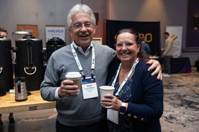 IDEA&apos;s David Oldfather and Mary Shaw, executive director of ETIM International. There&apos;s a good chance their conversation was about global standards for electrical products.