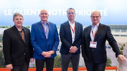 (From left to right) Lumen President, Serge LeBlanc, Sonepar Americas President, Rob Taylor, Sonepar Canada President, Geroge McClean and Sonepar CEO, Philippe Delpech in the Lumen booth, at Le Salon Lumen.) (From left to right) Lumen President, Serge LeBlanc, Sonepar Americas President, Rob Taylor, Sonepar Canada President, Geroge McClean and Sonepar CEO, Philippe Delpech in the Lumen booth, at Le Salon Lumen.)