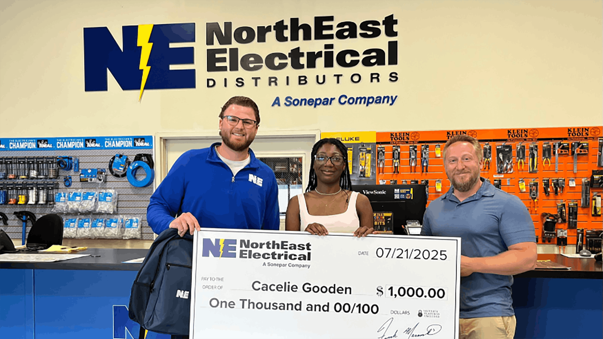 Cacelie Gooden (center) from the CREC Academy of Aerospace and Engineering, in Windsor, CT, was one of the scholarship winners.