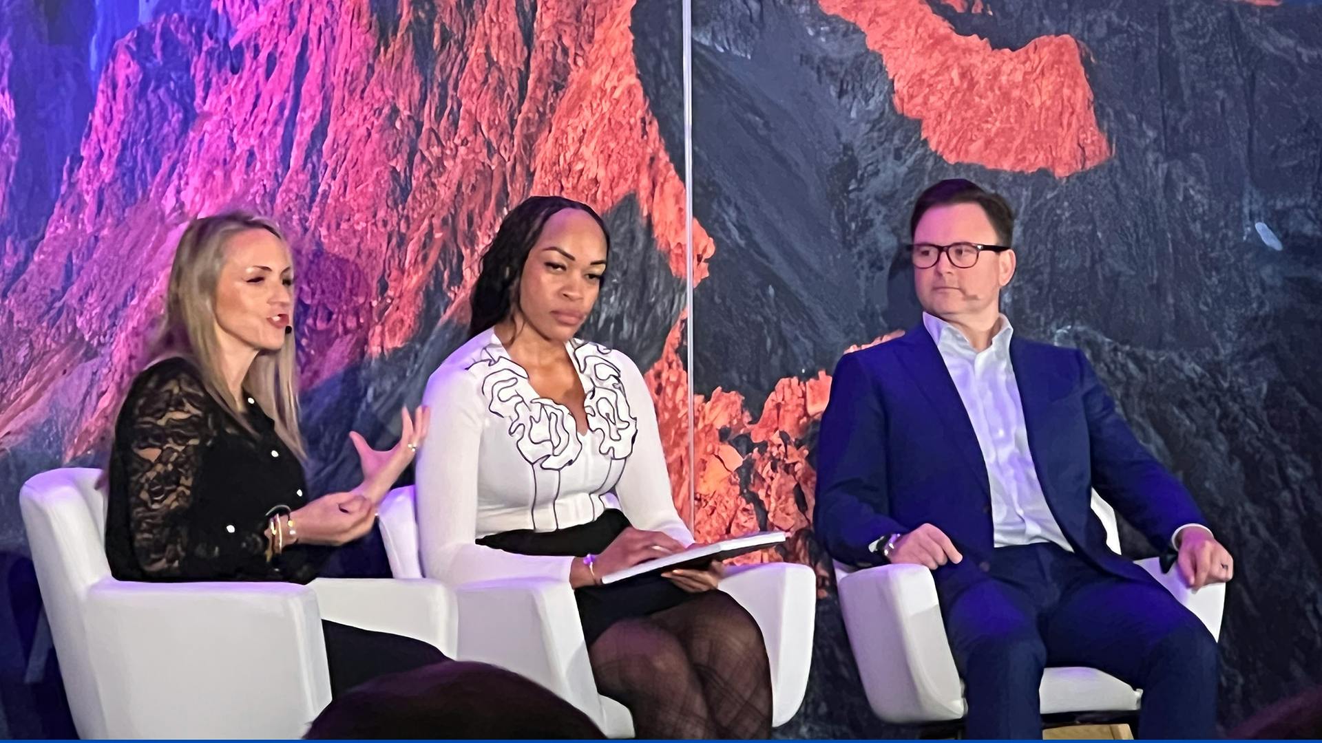 (Left-to right): IDEA's Racel Slade, Lucy Edosowam, Siemens and Sean Grasby. Wesco, discussed the real-world impact AI is already having on distributors, manufacturers, reps, electrical contractors and other end users.